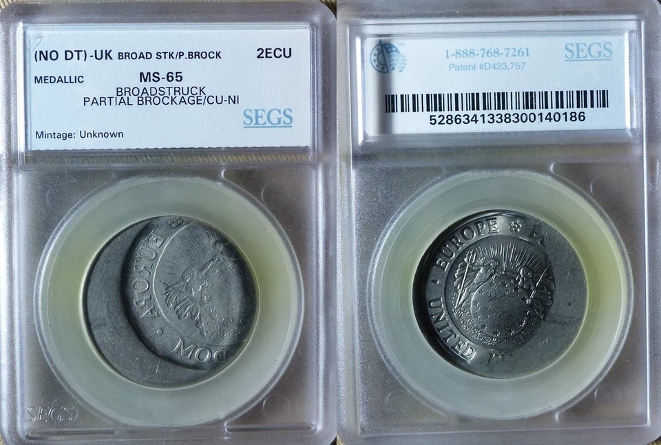 Error:Europa Pattern UK ND 2 Ecu Broadstruck/ Partial Brockage MS65 CT220 - Image 1 of 1