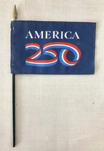 America 250 Semiquincentennial 4" X 6" Miniatura Mesa Escritorio Bandera (Paquete de 12) - Imagen 1 de 4