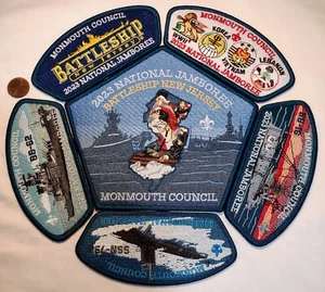 BSA MONMOUTH OA NA TSI HI 71 2023 JAMBOREE 6-PATCH SET BATTLESHIP NEW JERSEY - Picture 1 of 2
