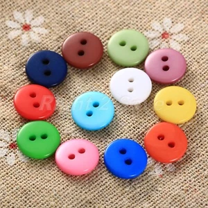 100Pcs 9/10/15mm Candy Colour 2 Holes Sewing Round Buttons Scrapbook DIY Crafts - Picture 1 of 10