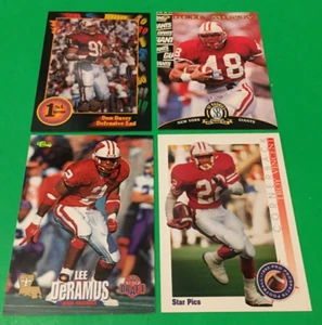 Lotto 4 carte Wisconsin Badgers COLLEGE FOOTBALL anni 90 - Davey Monty DeRamus Vincent - Foto 1 di 1