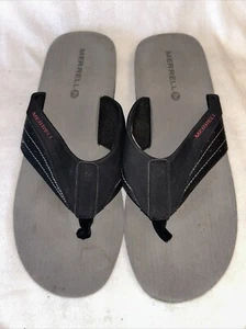 Merrell Sandals Mens US 12 Black Red Thongs Flip Flops Beach Sand Slip On EUC - Picture 1 of 8