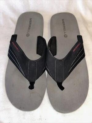 Merrell Sandals Mens US 12 Black Red Thongs Flip Flops Beach Sand Slip On EUC - Image 1 of 4