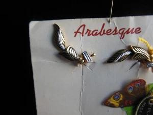 Pendientes Clip Arabesco Chapados en Oro 24K, España, Nuevo Stock Antiguo, Excelente Estado - Imagen 1 de 7