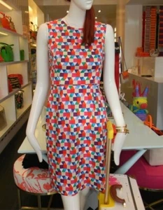 Kate Spade Abbey Colorful Geometric Print Silk Blend Dress Sz 4 - Picture 1 of 7
