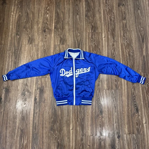 Vintage L.A. Dodgers MLB Satin Jacket Mens M (?) Blue White Nylon AS IS READ Cover