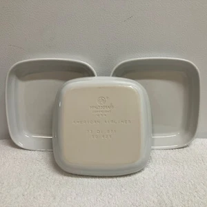 3 Pfaltzgraff American Airlines Pure White Ceramic Side Dishes 6”X6”  73 DI 071 - Picture 1 of 5