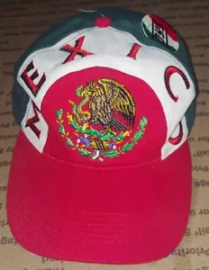 Vintage Mexico Swirl Big Print Logo Strapback Baseball Hat Cap NWT - Picture 1 of 10