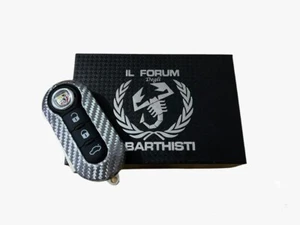 Abarth Cover Key Exclusive 100% Fiber Carbon 500 695 595 Esseesse Silver - Picture 1 of 5