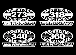 2 HP SMALL BLOCK V8 DECALS 273-318-340-360 CID EMBLEM 5.9 4X4 5.2  - Picture 1 of 1
