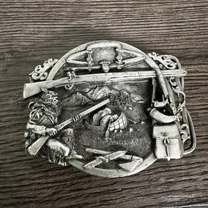 Vintage Siskiyou Fur Trapper 1984 Pewter Belt Buckle Williams Oregon - Picture 1 of 13