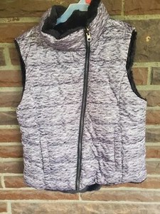 Justice  Faux Fur Reversible Puffer Vest, Size 14-16 Girls, Black, zip up - Picture 1 of 5