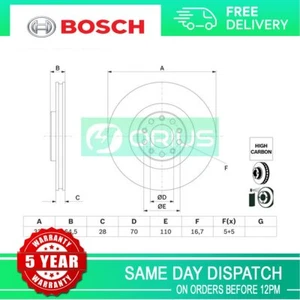 Fits Giulia Stelvio 2.0 2.1 D JTDM 2.2 Bosch Front Brake Disc 50532932 - Picture 1 of 4
