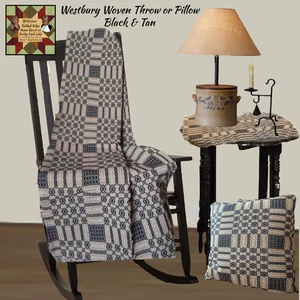 Westbury Black & Tan Woven Throw or Pillow - Picture 1 of 6