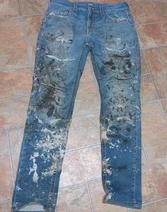 Mens Size 33 TRUE RELIGION SKINNY DESTRESSED ABSTRACT JEANS - Picture 1 of 8