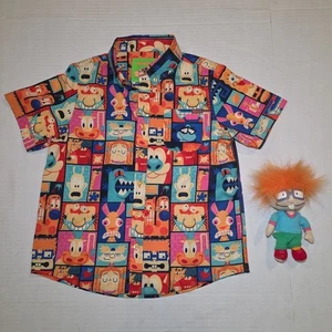 RSVLTS Kids Small S Short Sleeve Button Up Shirt Nickelodeon Slime Time 2021 + - Picture 1 of 4