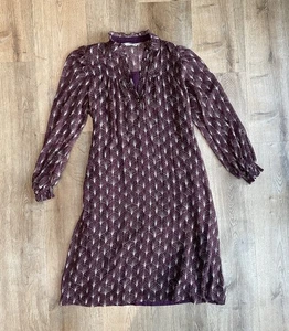 Summum Collection Lila Metallic Paisley Midikleid Ballonärmel Rüschenausschnitt - Bild 1 von 10