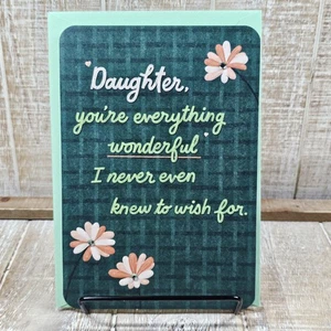 Hallmark Birthday Greeting Card 5x7 Daughter Green Pink Floral Jewels Wonderful - Picture 1 of 9