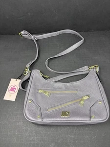 Juicy Couture Moto Chic grau Schultertasche, Reißverschlüsse, süße Damen Umhängetasche - Bild 1 von 9