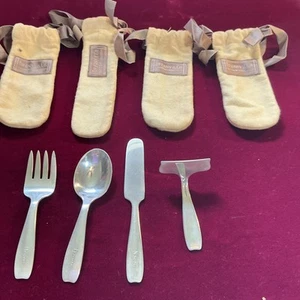 Vintage Tiffany & Co. Sterling Silver Baby Serving Set Of 4 Marked S.T.G. M. - Picture 1 of 14
