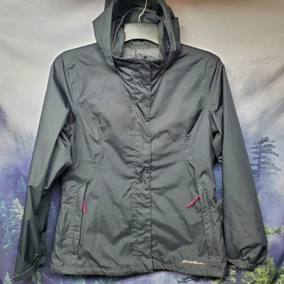 Chaqueta de lluvia de esquí negra Eddie Bauer para mujer talla pequeña Foto 1 de 4