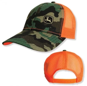 John Deere Hi Vis Orange/Woodland Camo Meshback Cap Snapback Close MC13080880CA - Bild 1 von 3