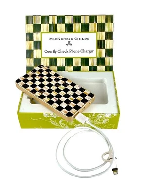 Nuevo en Caja MacKenzie Childs RARO Courtly Check Cargador de Teléfono Banco de Alimentación 6000mAh Foto 1 de 4