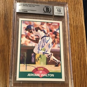 Jerome Walton SIGNED 1989 Score Rookie/Traded RC Card #85T BECKETT Auto Grade 10