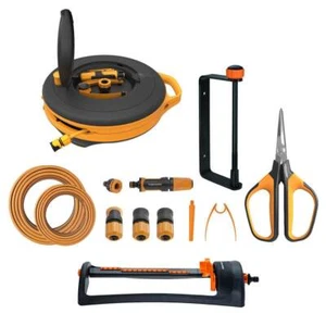 Fiskars Waterwheel S mit Wandhalterung, Schlauchbox S & Sprinkler & Gartenschere - Bild 1 von 8