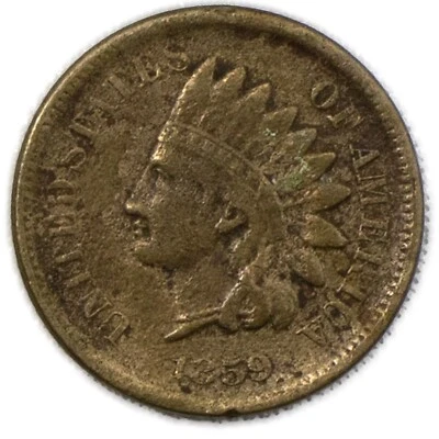 1859 Indian Head Cent 1c Very Fine VF+ - Image 1 of 2