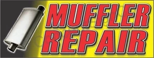 2'x5' SCHALLDÄMPFER REPARATUR BANNER Außen Innen Schild Auto Service Shop Auspuff Fix - Bild 1 von 3