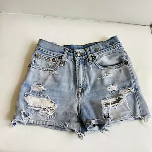 R13 Blue Shredded Slouch Short SZ 24 - Picture 1 of 7