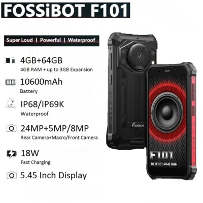 Super Loud FOSSiBOT F101 Rugged 4G Smartphone 10600mAh 18W 4GB+64GB 24MP Camera - Image 1 of 4