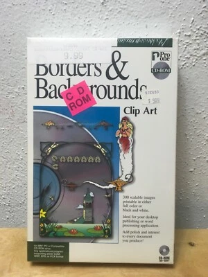 Pro One Borders & Backgrounds Clip Art CD-ROM Vintage Software NEW Sealed#b-15 - Image 1 of 4