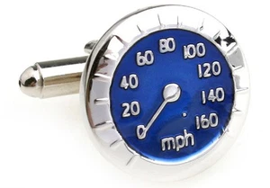 Speedometer Blue Cufflinks Nascar MPH Wedding Fancy Gift Box Free Ship USA - Picture 1 of 3