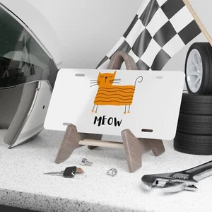Vanity Plate, Orange Cat Meow License Plate, Car Decoration, Funny Gift for Cat - Picture 1 of 5