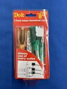 Doit 3 Pack Indoor Household Cords 16 Gauge Medium Duty 8” Do It Best New - Picture 1 of 3