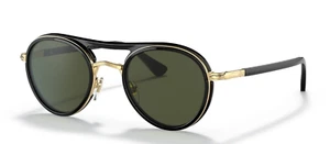 Persol Sunglasses Unisex Round SMALL Frame PO2485S 114331 Black Gold 48mm NEW! - Picture 1 of 4