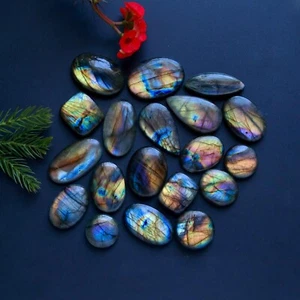 Lotto pietre preziose cabochon labradorite naturale 19 pezzi 368 ct 29x18 15x15 mm #13851 - Foto 1 di 9
