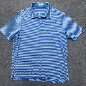 CROFT & BARROW Quick Dry Performance Polo Golf Shirt Mens L Blue White Striped - Picture 1 of 8