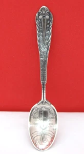 5 7/8" Stork Birth Record Infant Feeding Spoon By Mauser (1887) 30g Engraved - Picture 1 of 15