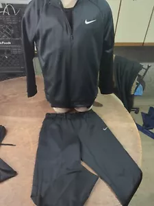 Men’s Nike Dri Fit 1/4 Zip Pull Over Size XL w/ Matching Pants Set Black NWOT - Picture 1 of 20