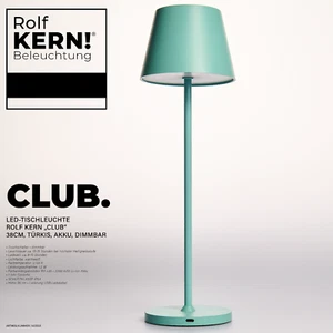 LED-TISCHLEUCHTE ROLF KERN CLUB 38CM, TÜRKIS, AKKU, DIMMBAR - Bild 1 von 5