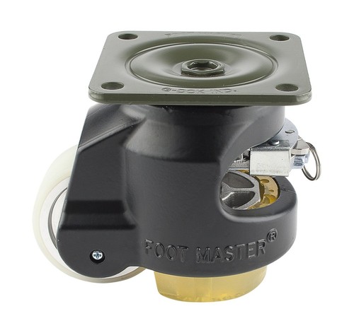 Foot Master GDR-80-F-HUP-CUR-FBL Leveling Caster, 63 mm Polyurethane ...