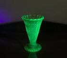 Victorian Vaseline / Uranium Glass Vase 14cm X 9cm Across - Excellent Condition