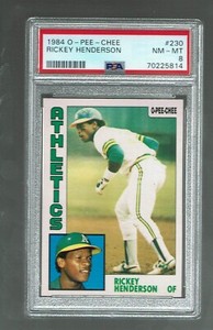 1984.  OPC.   Rickey Henderson. #230.   PSA 8