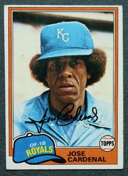 Tarjeta de béisbol Topps 1981 autografiada firmada por José Cardenal de los Reales de Kansas City --- Foto 1 de 1