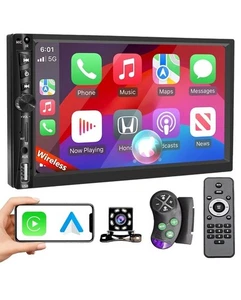 7" Double 2DIN Car Stereo Radio Wireless Apple CarPlay Android Auto Touch....76 - Picture 1 of 11