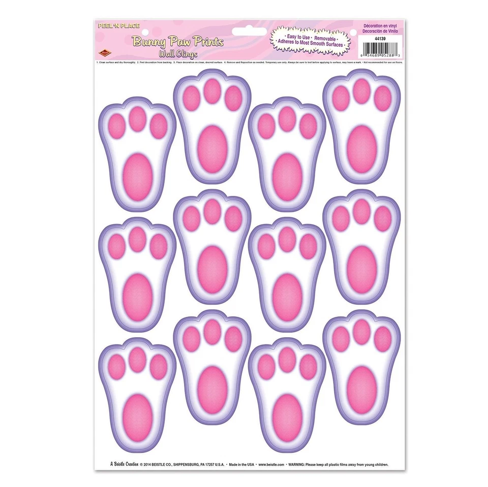 Beistle Bunny Paw Prints Peel 'N Place - Easter | Party Supply | Decoration - Image 1 of 1