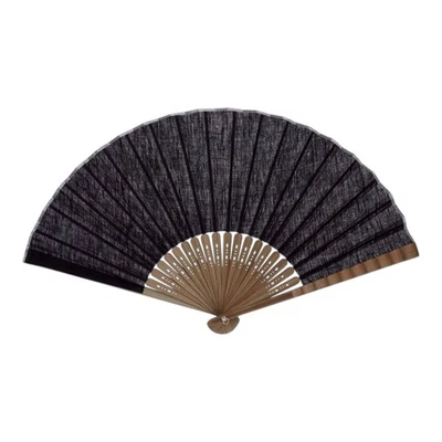 Ohnishi Ken Seihan Ripple Dango Linen Fan Black 23cm Japan Made New - Image 1 of 2
